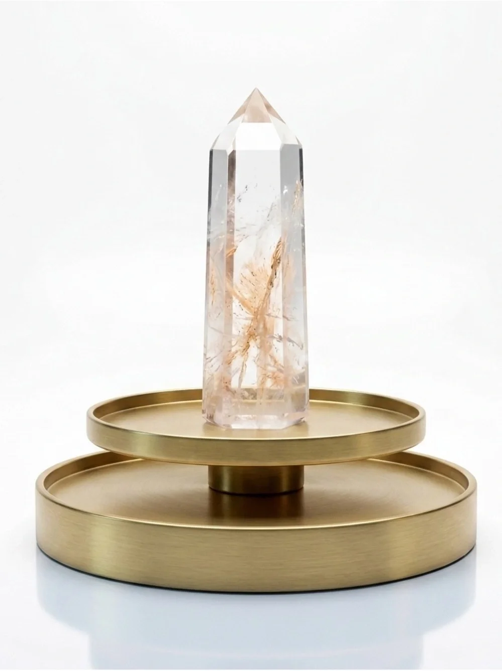New Natural Rare Ferruginous Quartz Crystal Clear Red Line Small Tower Stone